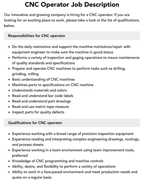 cnc machine operator part time jobs|cnc setter operator job description.